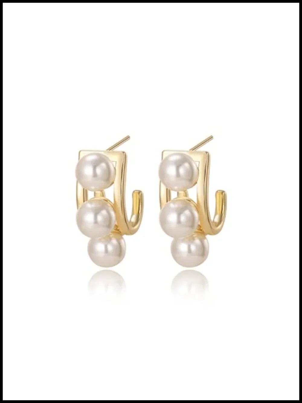 14K Gold Plated Pearl Drop Hoop Earrings Hypoallergenic Women's Jewelry